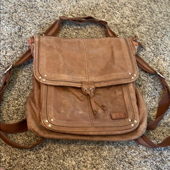 cognac backpack purse